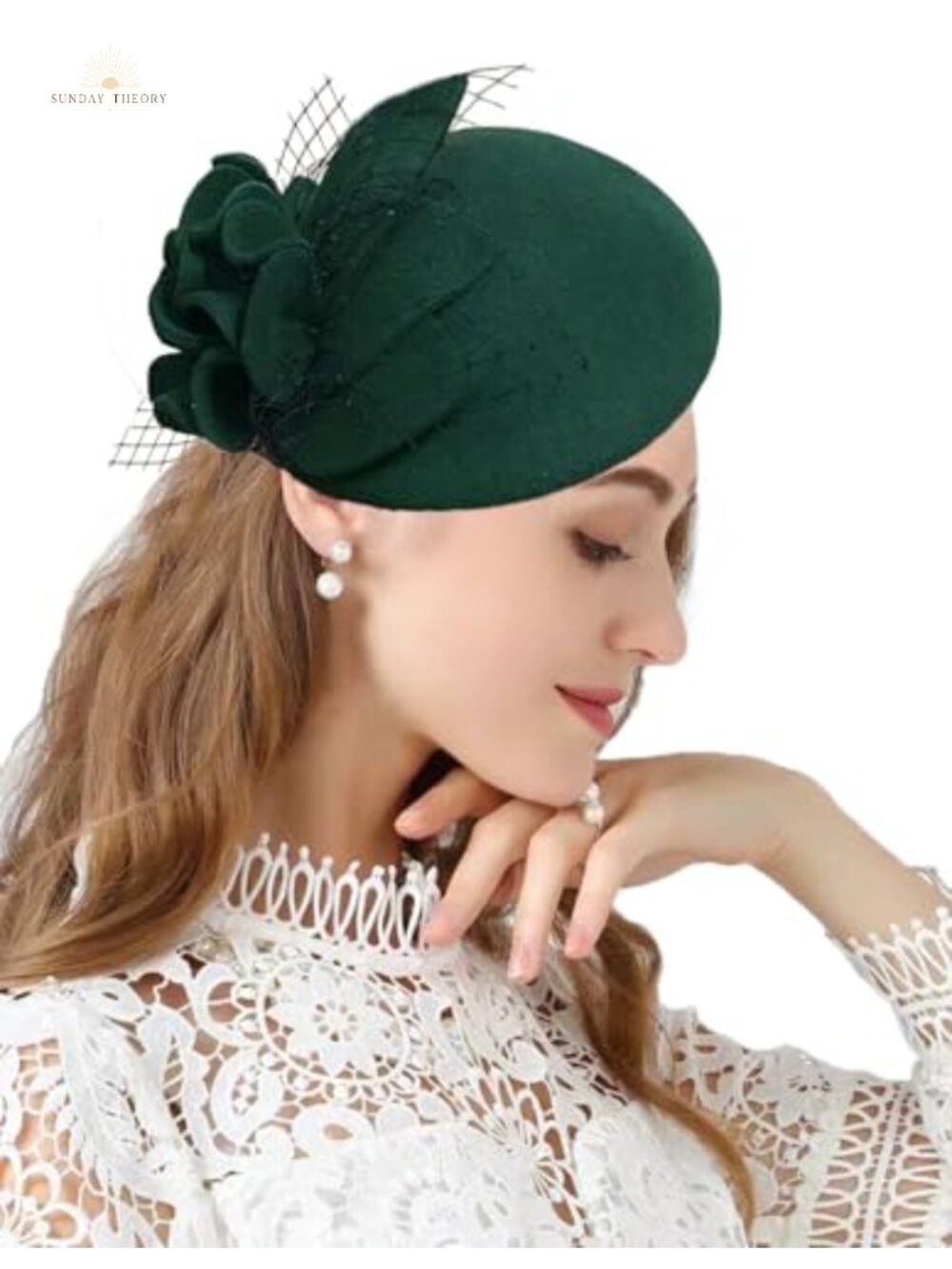 100% Wool Felt Pillbox Hat with Veil Church Wedding Fascinator